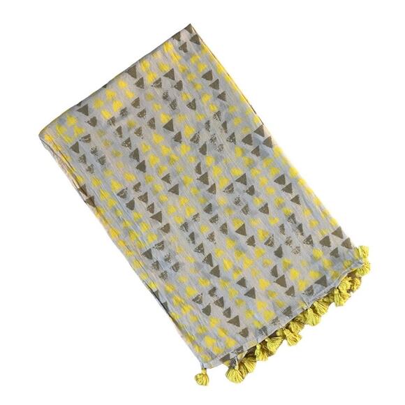 Ann Taylor LOFT Yellow Tan Fringe Scarf Wrap One Size - Picture 2 of 3